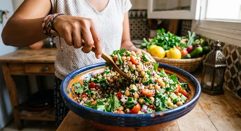 Tuscan White Bean and Kale Salad with creamy tahini dressing and sun-dried tomatoes".